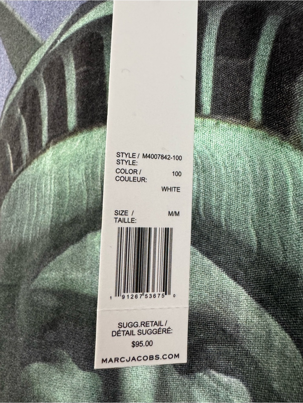 Marc Jacobs Unisex White Tee Statue of Liberty - Picture 2 of 4